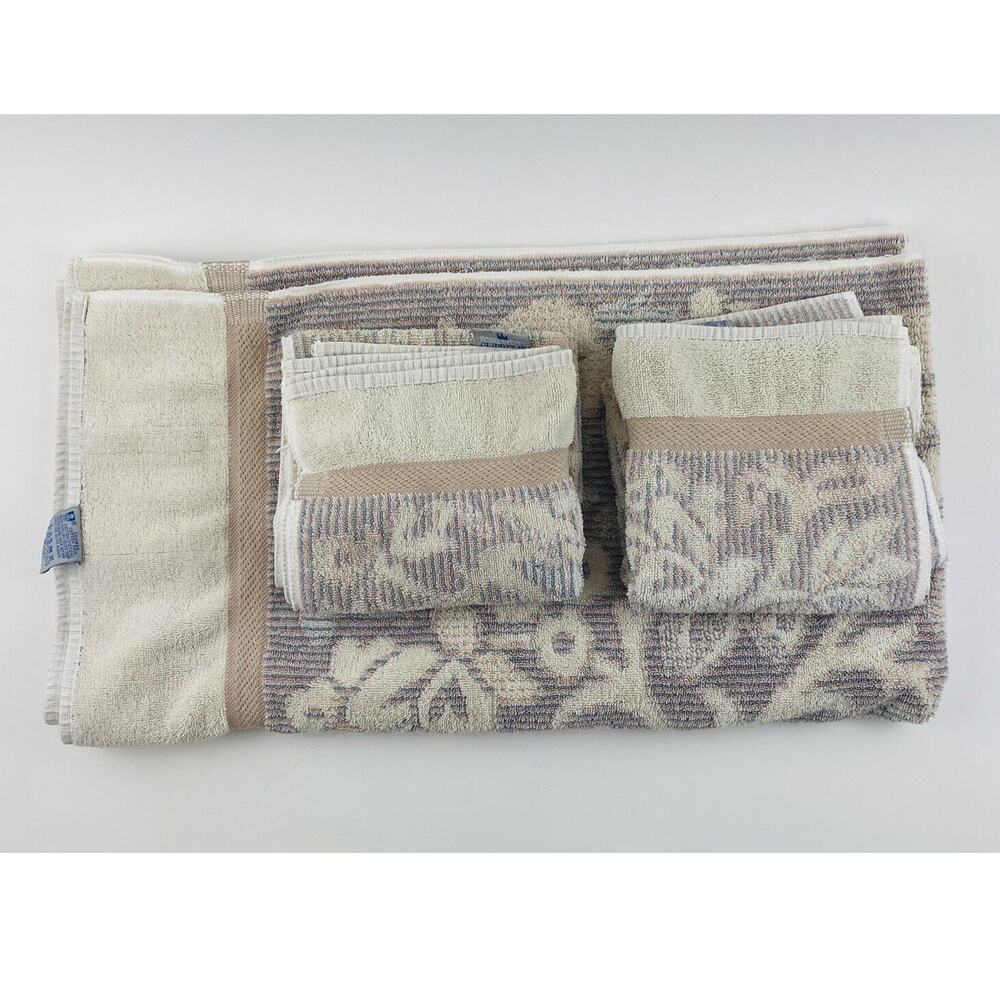3 Royal Velvet Fieldcrest Towels Floral Flower Pink Blue Cream Bath Body Hand Sp